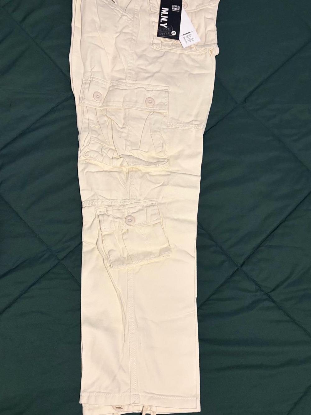 Cream Cargo men’s Jeans - Utility Pocket Detail